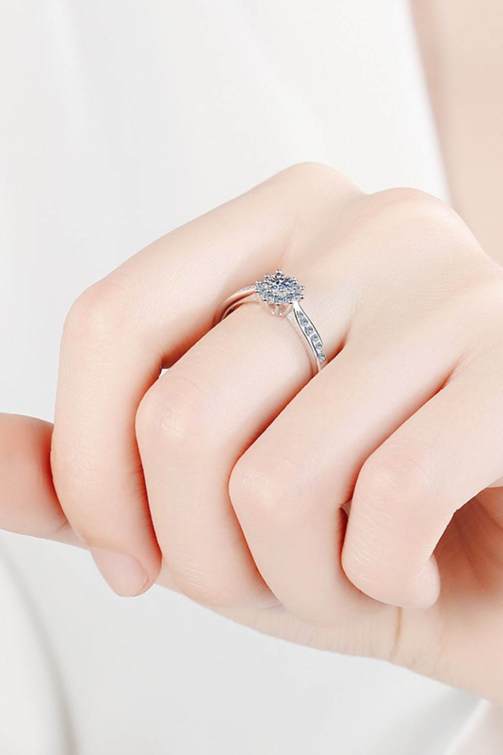 Moissanite Rhodium-Plated Snowflake Ring - Swiss Jewellers