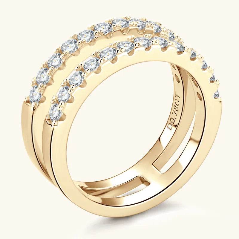 925 Sterling Silver Moissanite Double Layered Ring - Swiss Jewellers