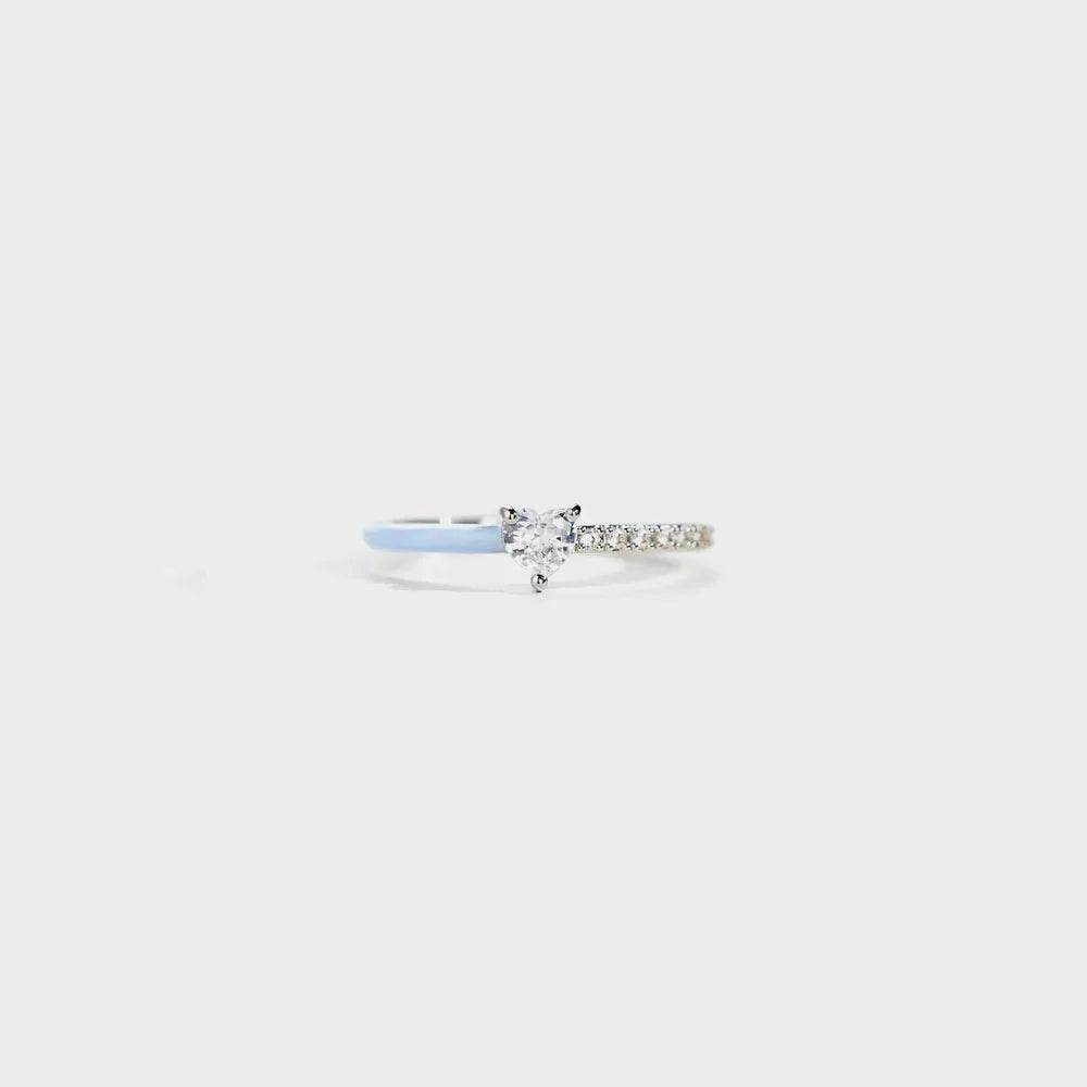 Heart Shape Inlaid Zircon Enamel Ring - Swiss Jewellers