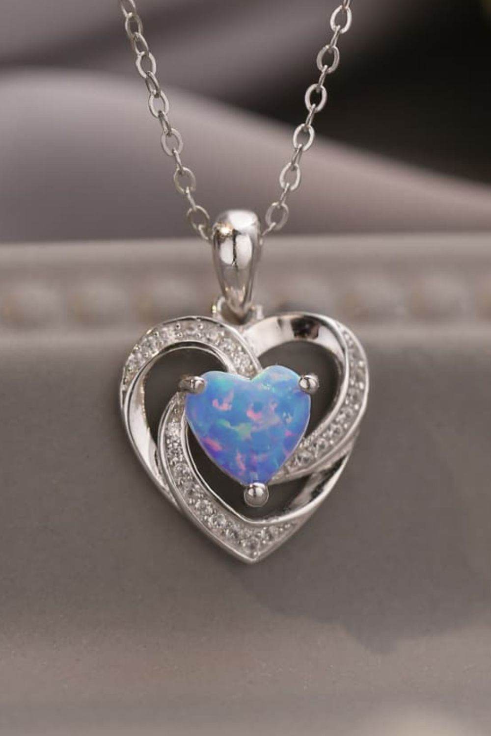 Opal Heart Pendant Necklace - Swiss Jewellers