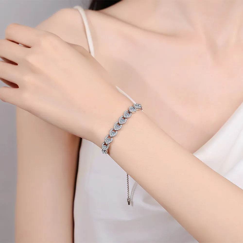 1 Carat Moissanite 925 Sterling Silver Bracelet - Swiss Jewellers