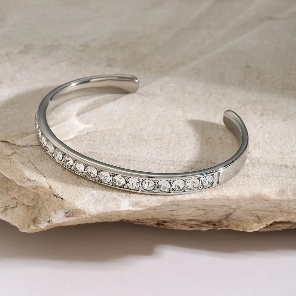 Stainless Steel Inlaid Zircon Bracelet - Swiss Jewellers