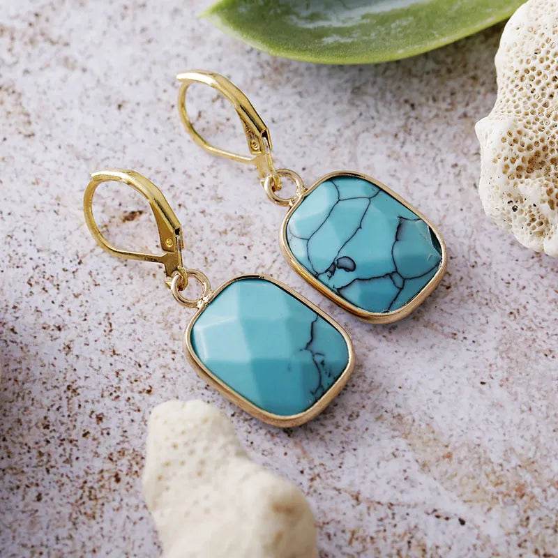 Copper Natural Stone Dangle Earrings - Swiss Jewellers