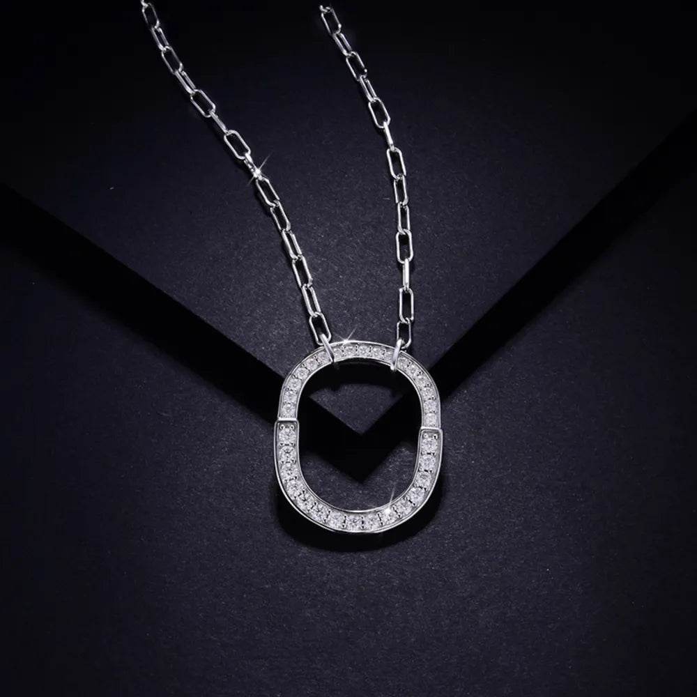 925 Sterling Silver Inlaid Moissanite Pendant Necklace - Swiss Jewellers