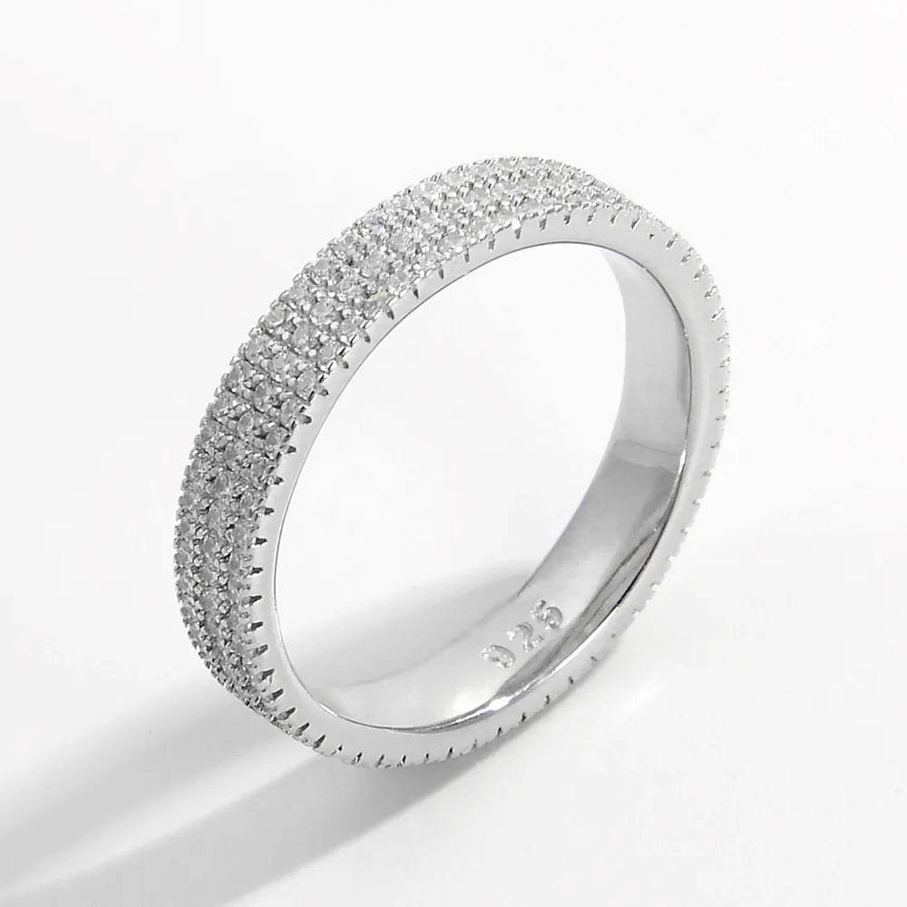 Inlaid Zircon 925 Sterling Silver Ring - Swiss Jewellers
