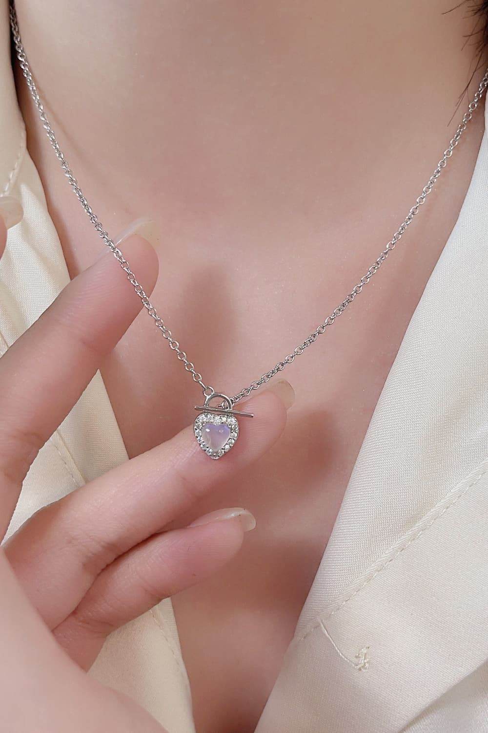 Moonstone Heart Lock Pendant Necklace - Swiss Jewellers