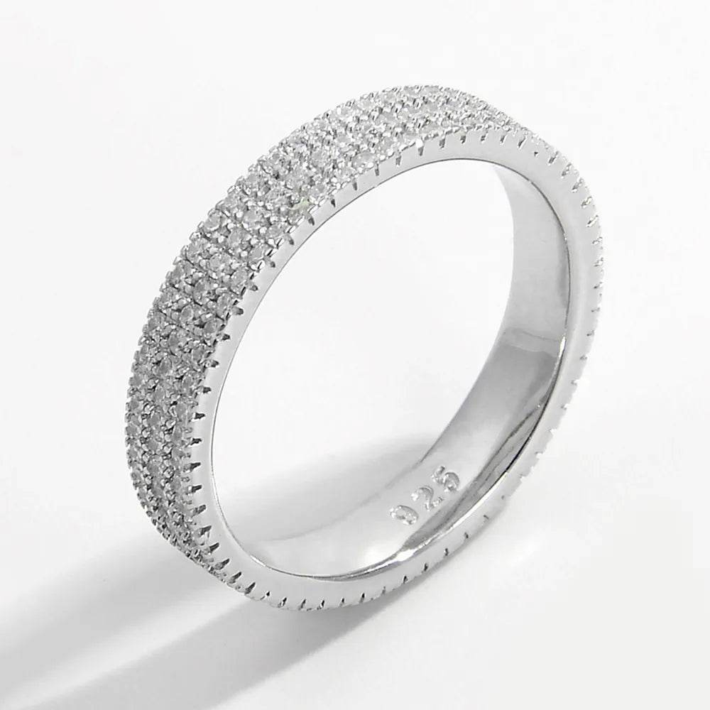 Inlaid Zircon 925 Sterling Silver Ring - Swiss Jewellers