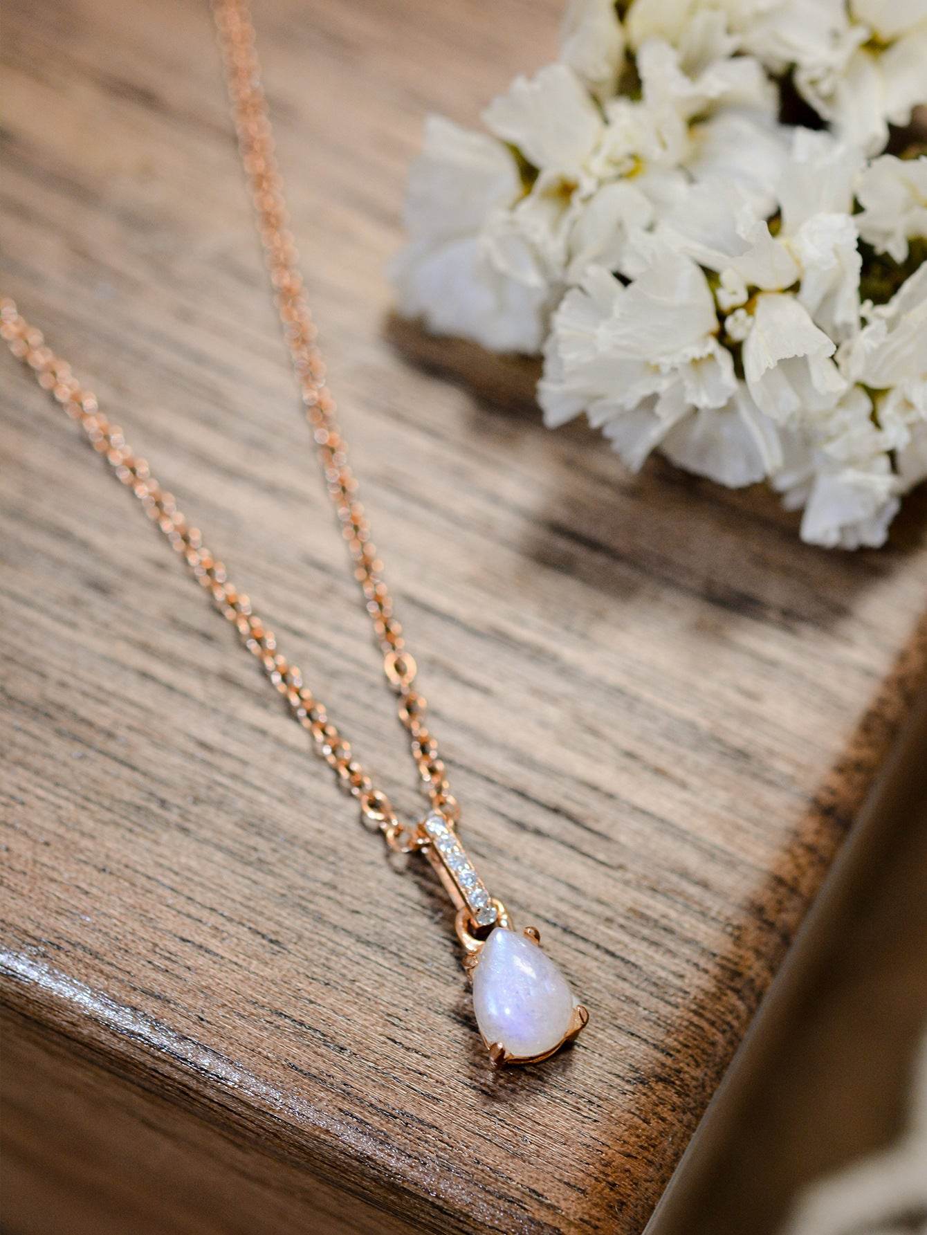 Moonstone Teardrop Pendant Necklace - Swiss Jewellers