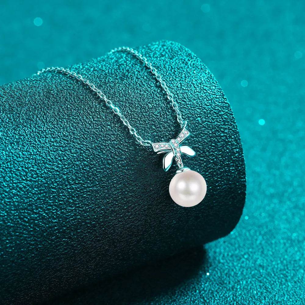 Pearl Pendant Moissanite 925 Sterling Silver Necklace - Swiss Jewellers