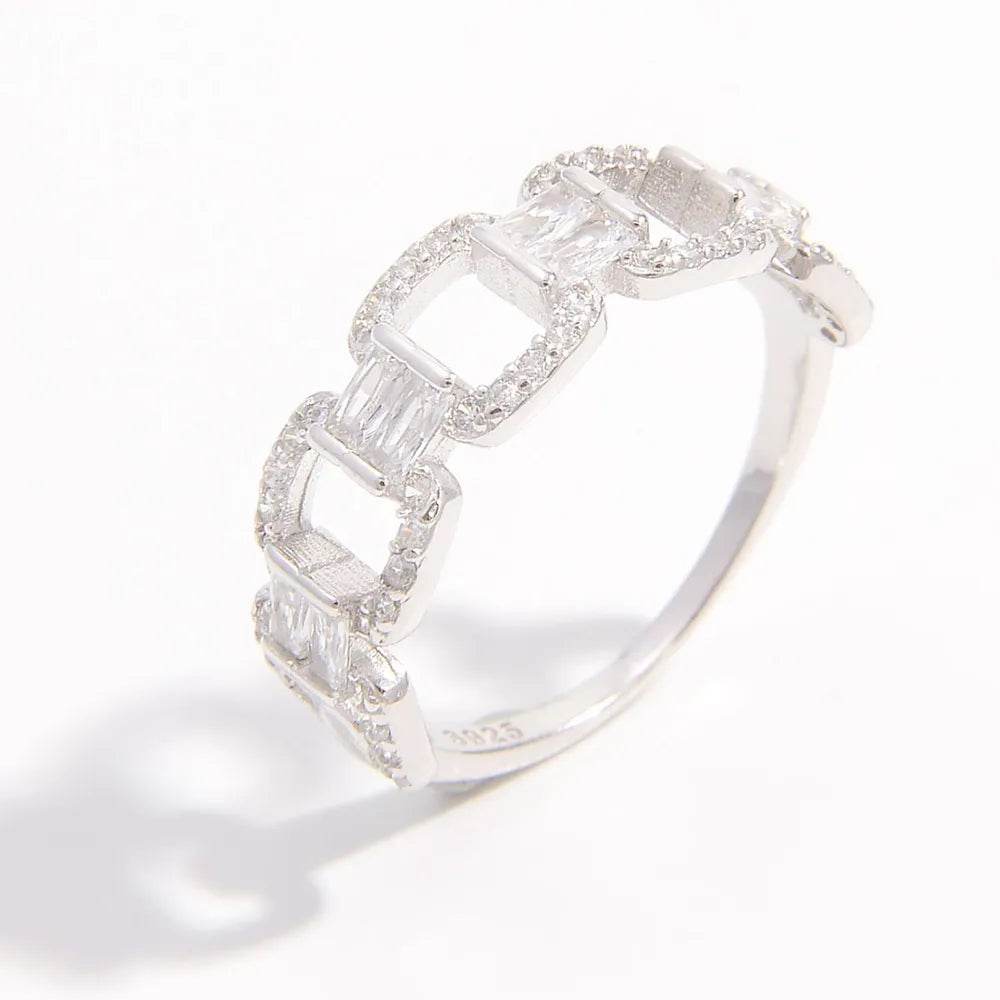 925 Sterling Silver Zircon Cutout Ring - Swiss Jewellers