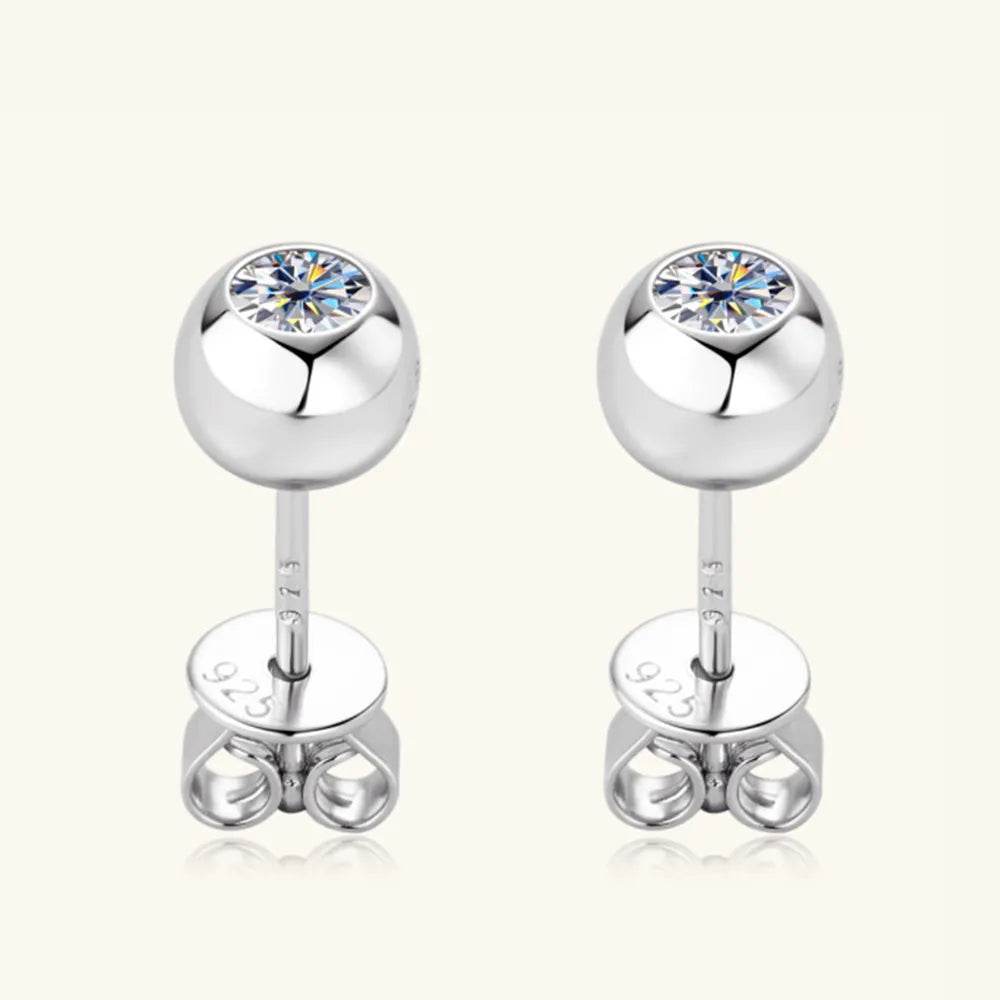 Moissanite 925 Sterling Silver Stud Earrings - Swiss Jewellers