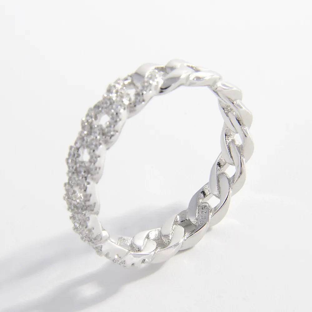 925 Sterling Silver Inlaid Zircon Ring - Swiss Jewellers