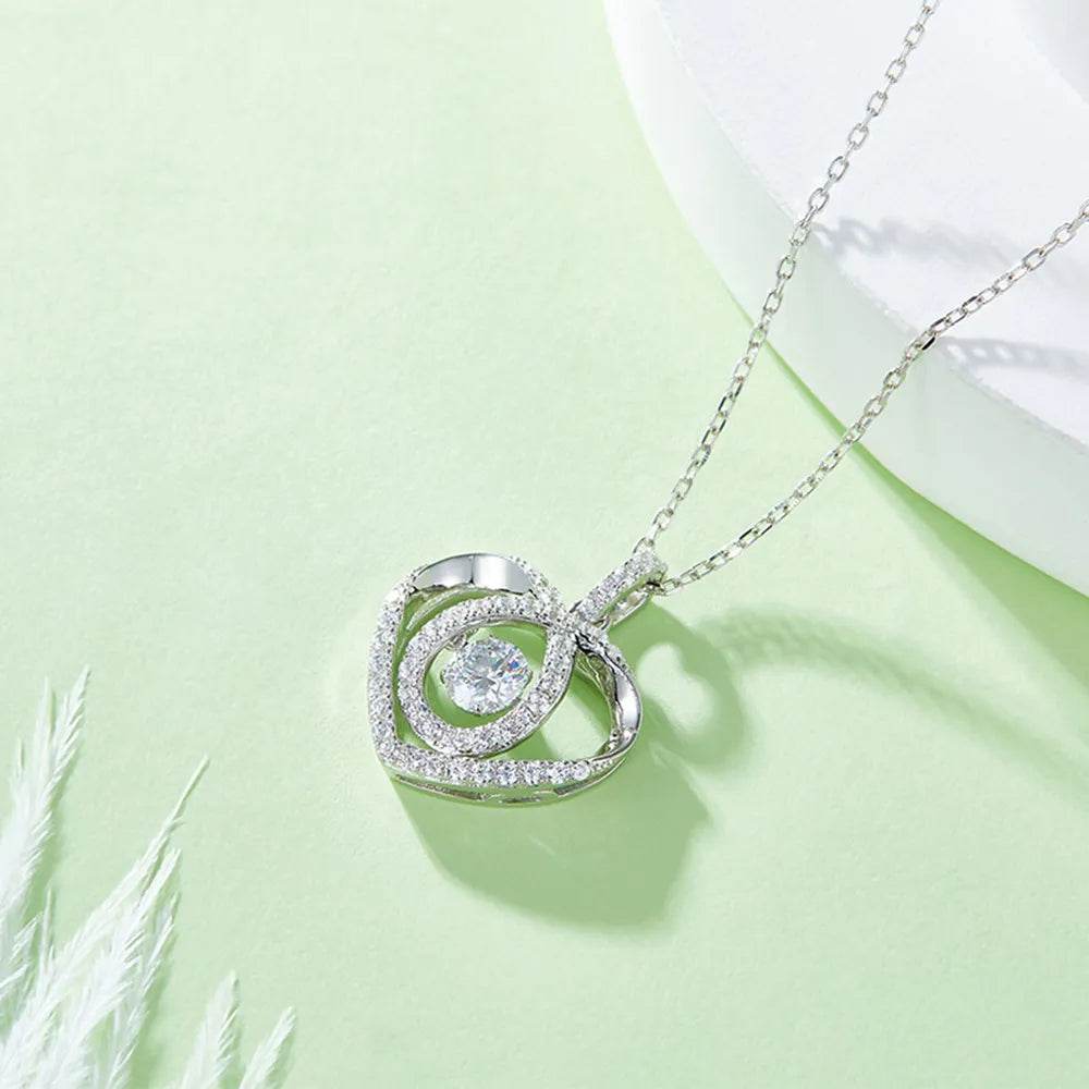 Moissanite 925 Sterling Silver Heart Shape Necklace - Swiss Jewellers