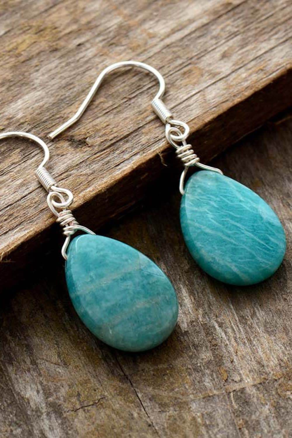Handmade Natural Stone Teardrop Earrings - Swiss Jewellers