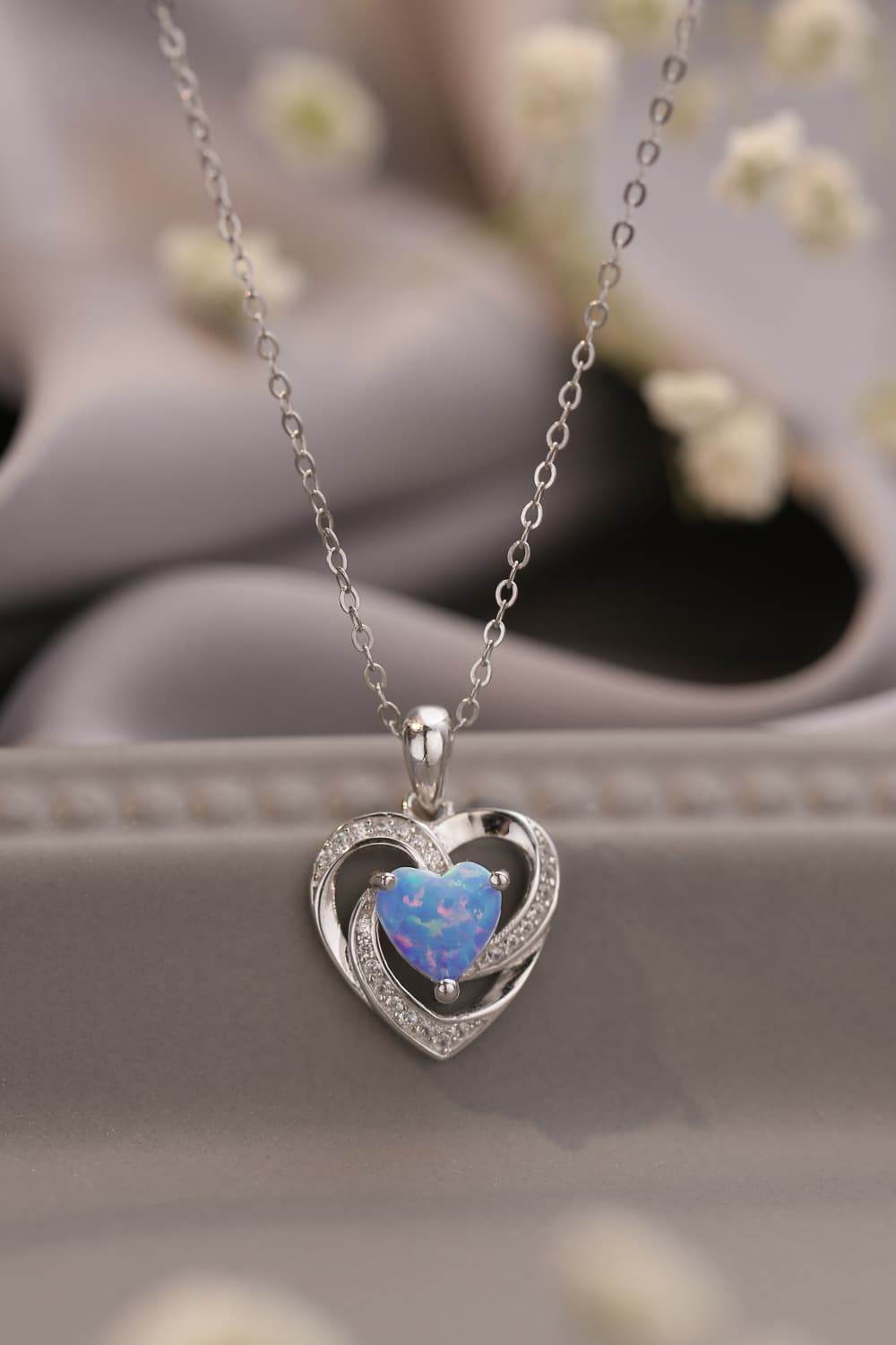 Opal Heart Pendant Necklace - Swiss Jewellers