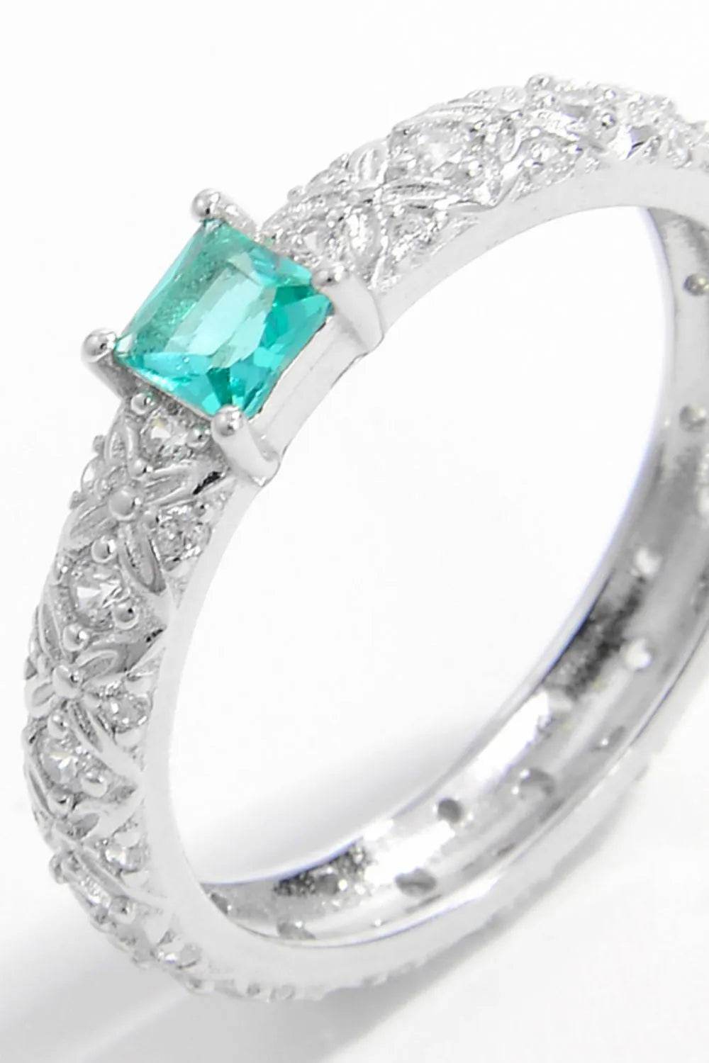 925 Sterling Silver Square Zircon Ring - Swiss Jewellers