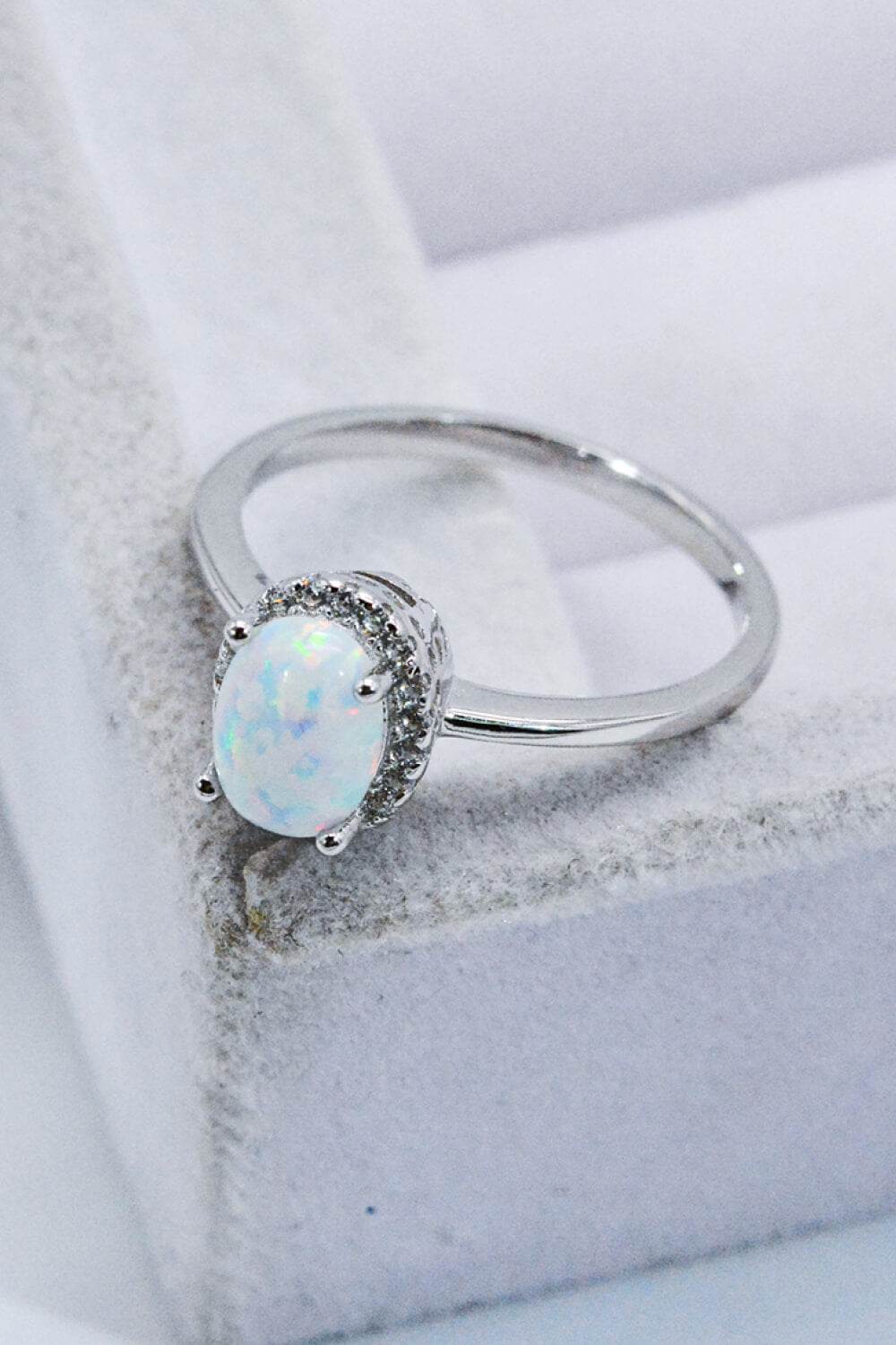 925 Sterling Silver 4-Prong Opal Ring - Swiss Jewellers