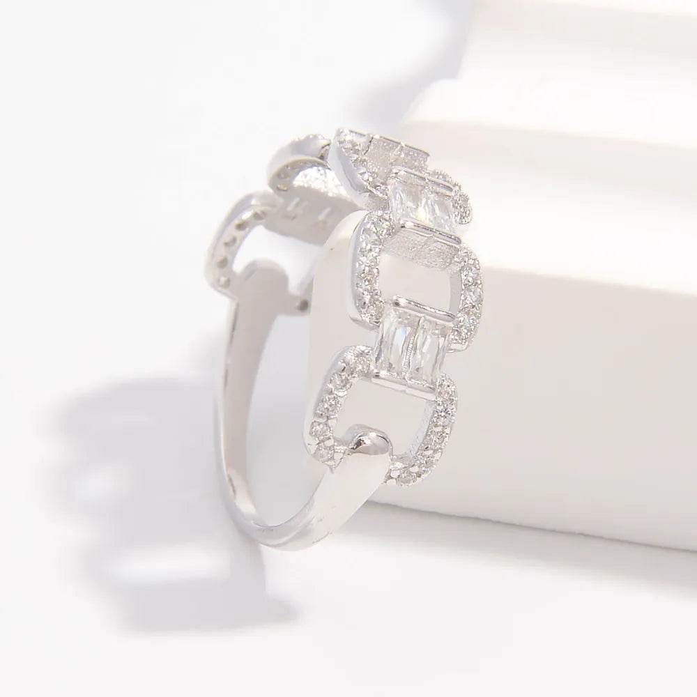 925 Sterling Silver Zircon Cutout Ring - Swiss Jewellers