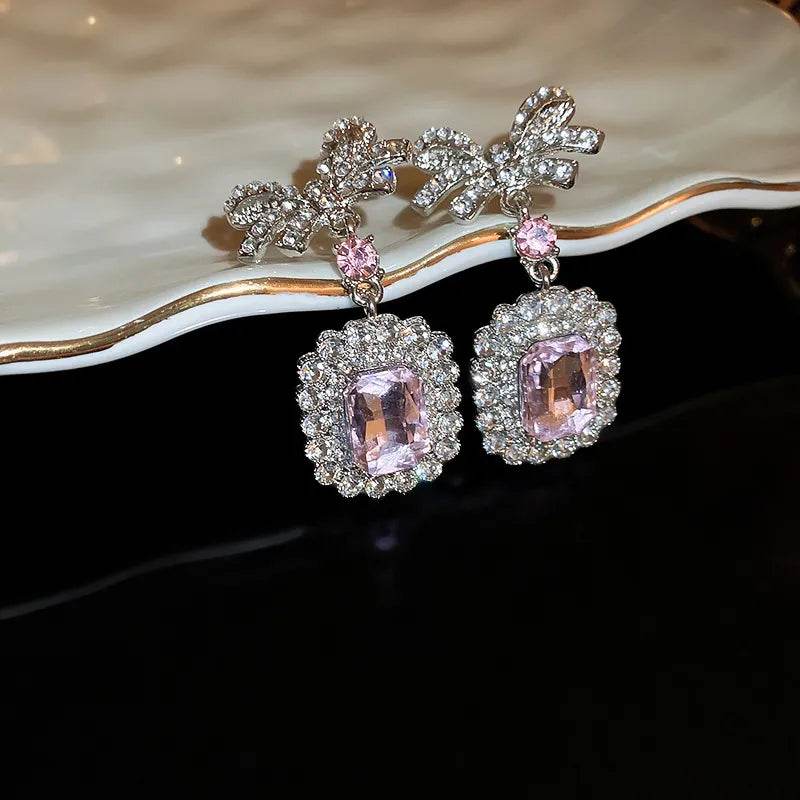 Alloy Crystal Geometric Dangle Earrings - Swiss Jewellers