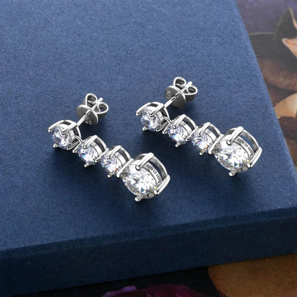 4 Carat Moissanite 925 Sterling Silver Earrings - Swiss Jewellers