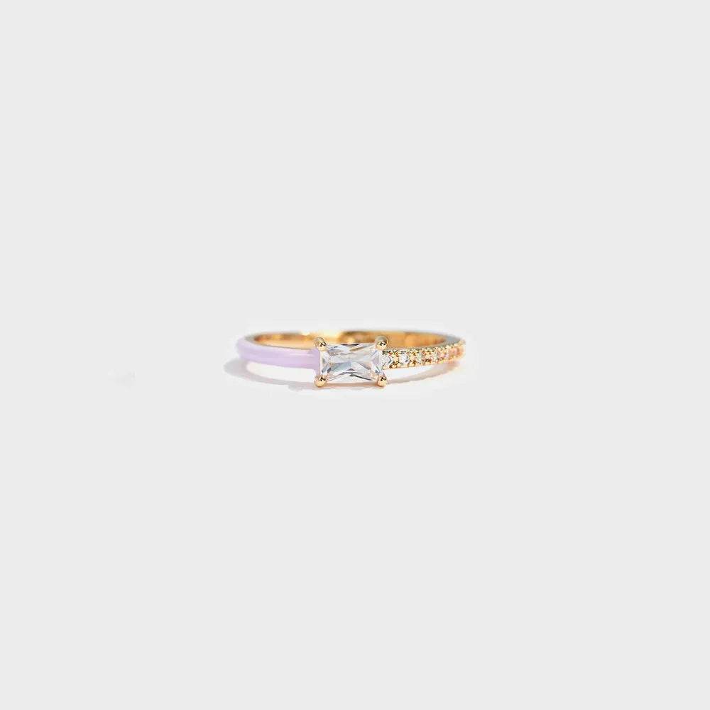 Heart Shape Inlaid Zircon Enamel Ring - Swiss Jewellers