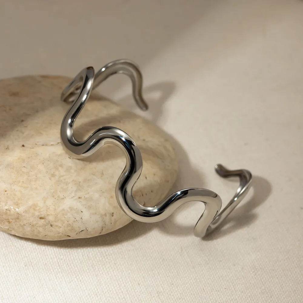 Stainless Steel Wave Shape Bracelet - Swiss Jewellers