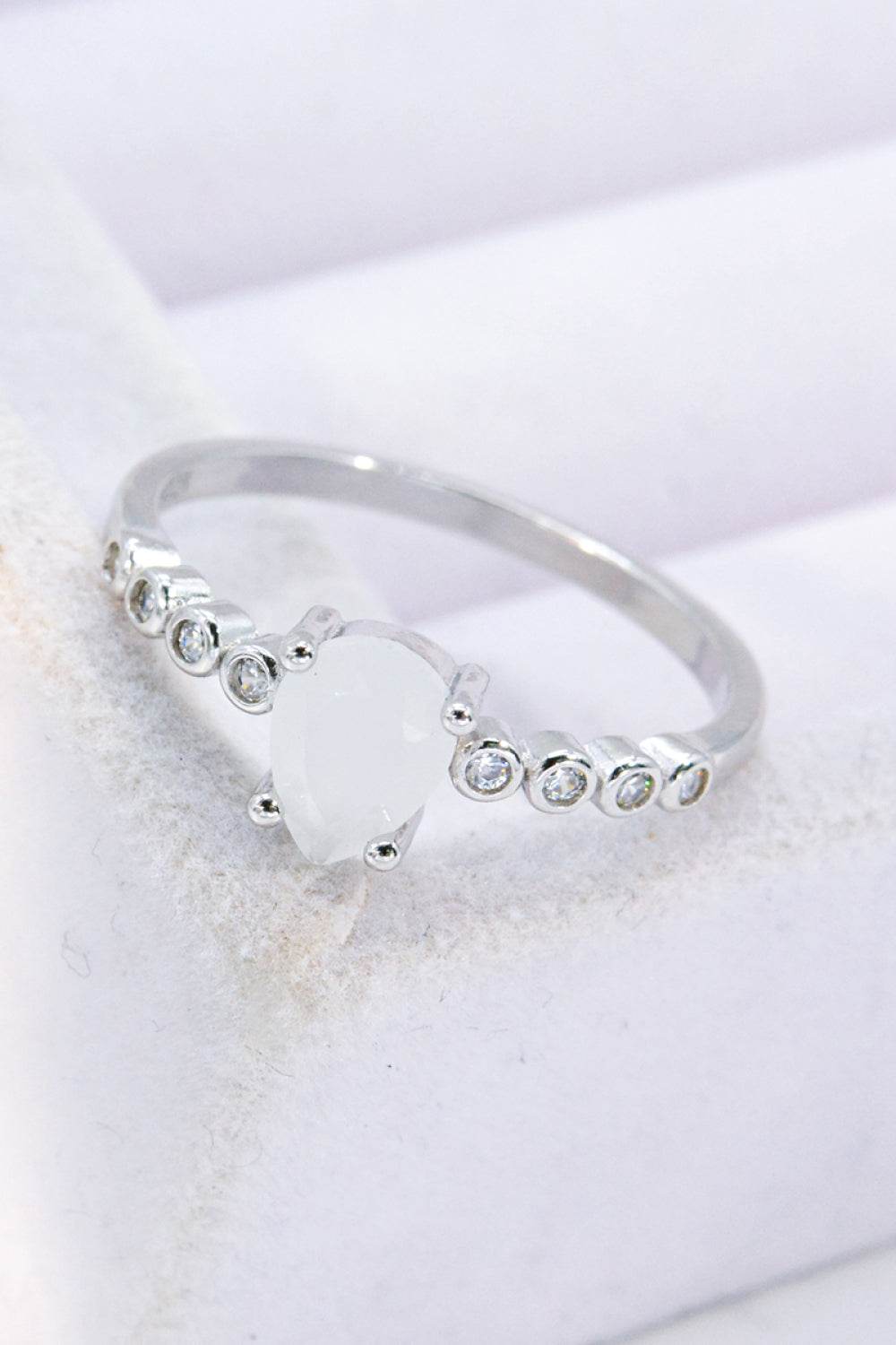 Teardrop Natural Moonstone Ring - Swiss Jewellers