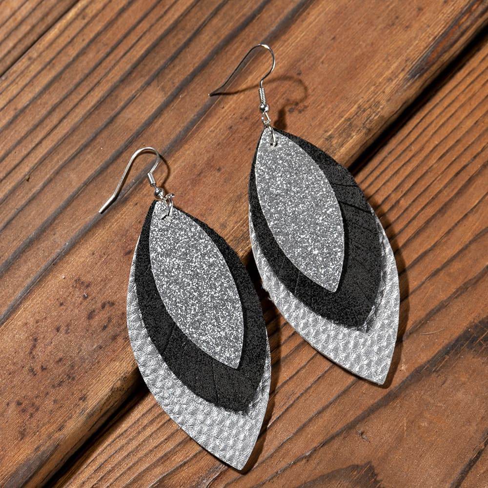 PU Leather Drop Earrings - Swiss Jewellers