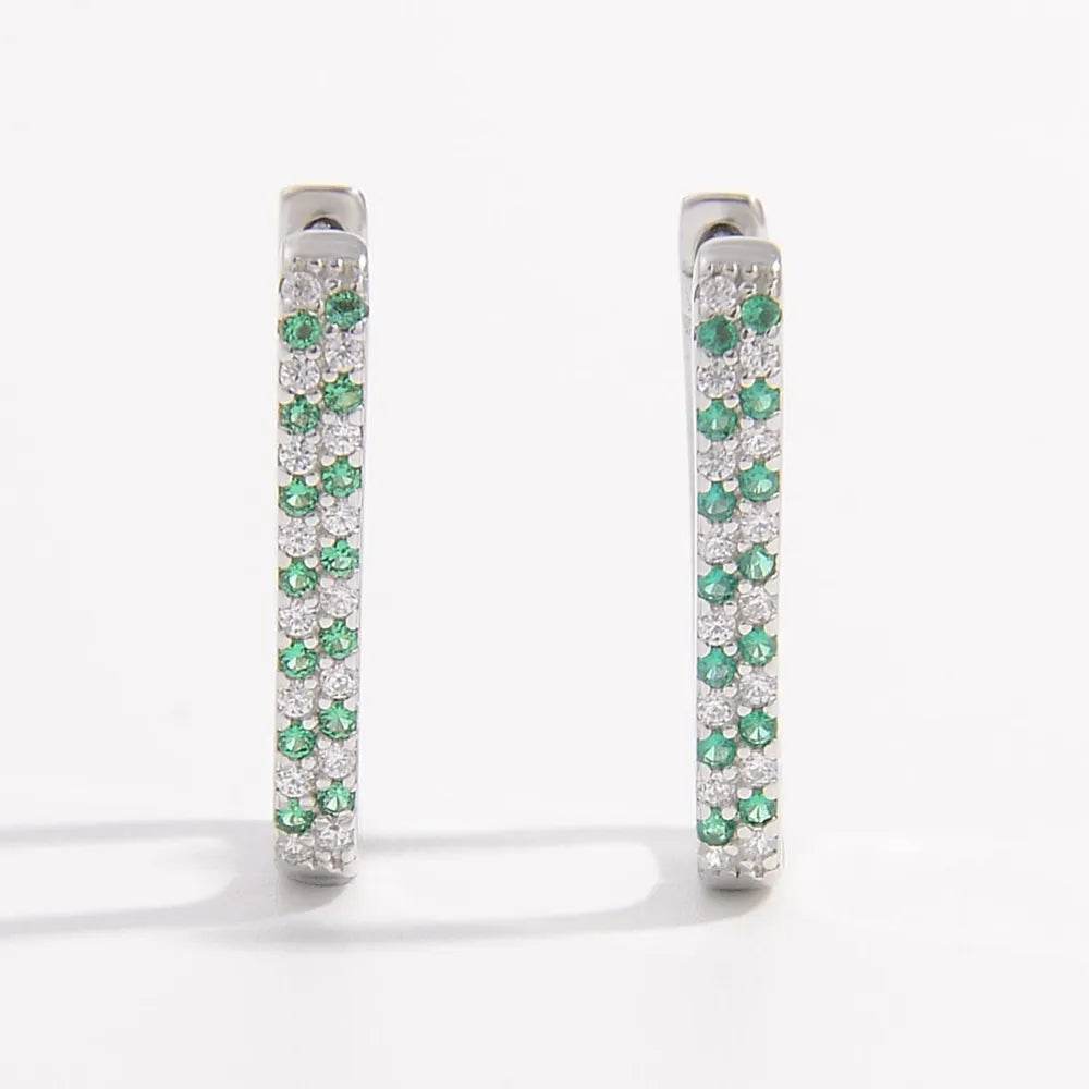 925 Sterling Silver Inlaid Zircon Earrings - Swiss Jewellers