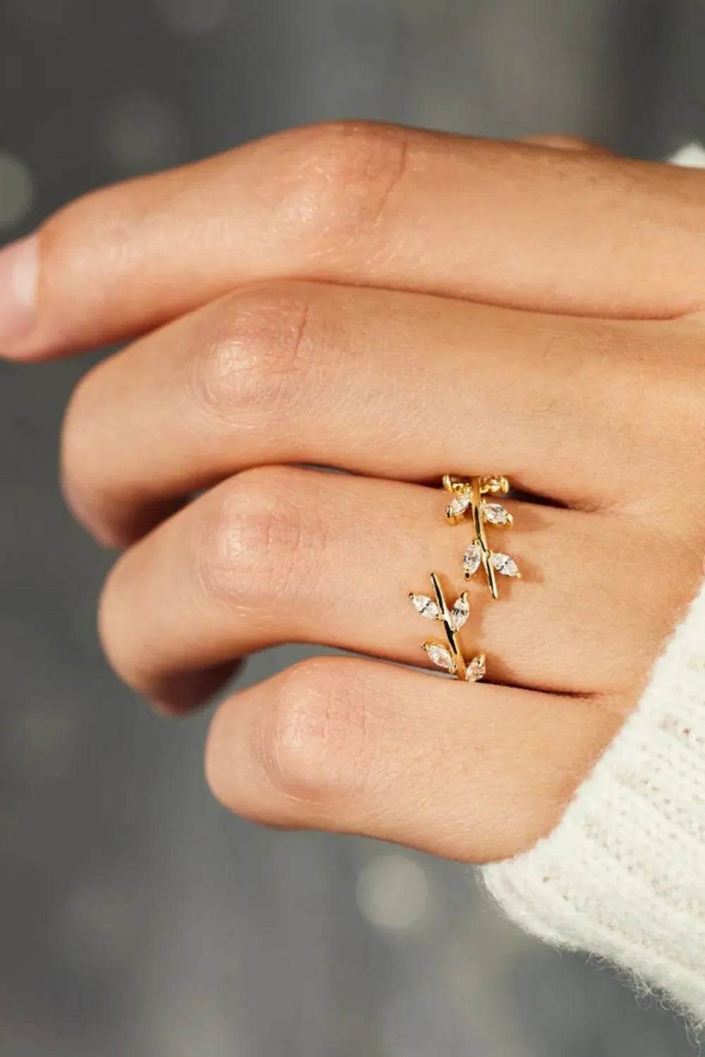 925 Sterling Silver Leaf Open Ring - Swiss Jewellers