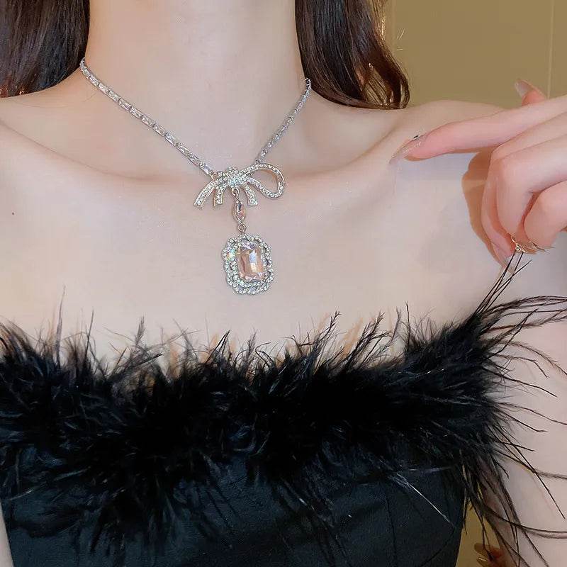 Alloy Crystal Geometric Pendant Necklace - Swiss Jewellers