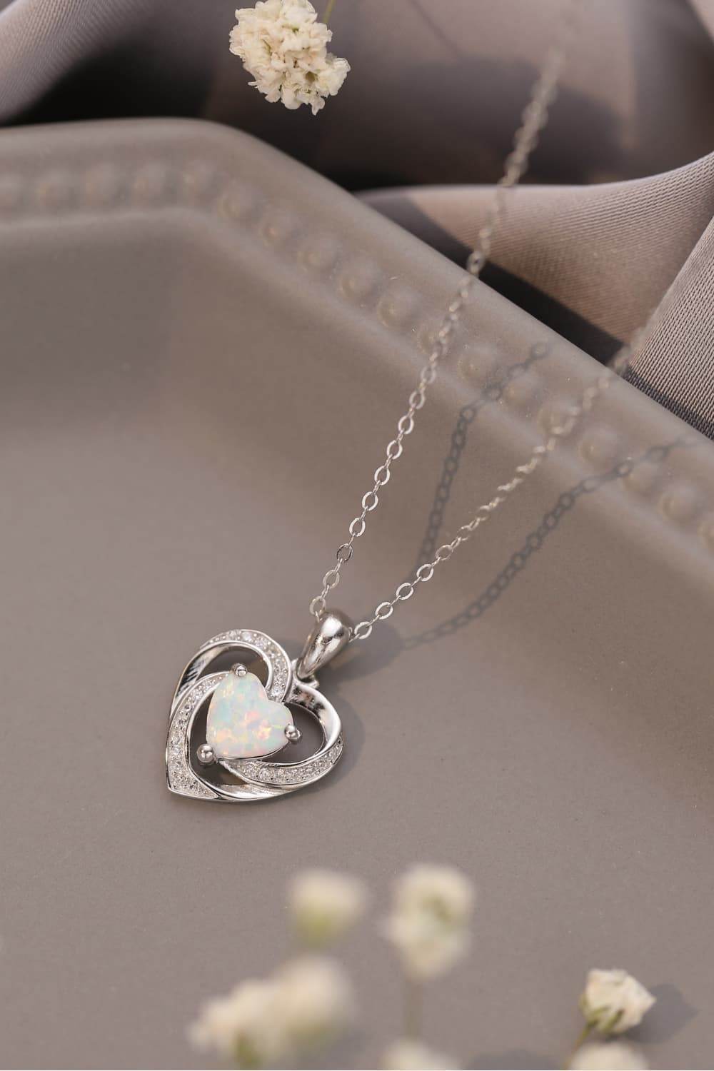 Opal Heart Pendant Necklace - Swiss Jewellers