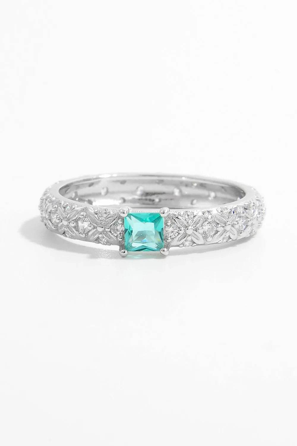 925 Sterling Silver Square Zircon Ring - Swiss Jewellers