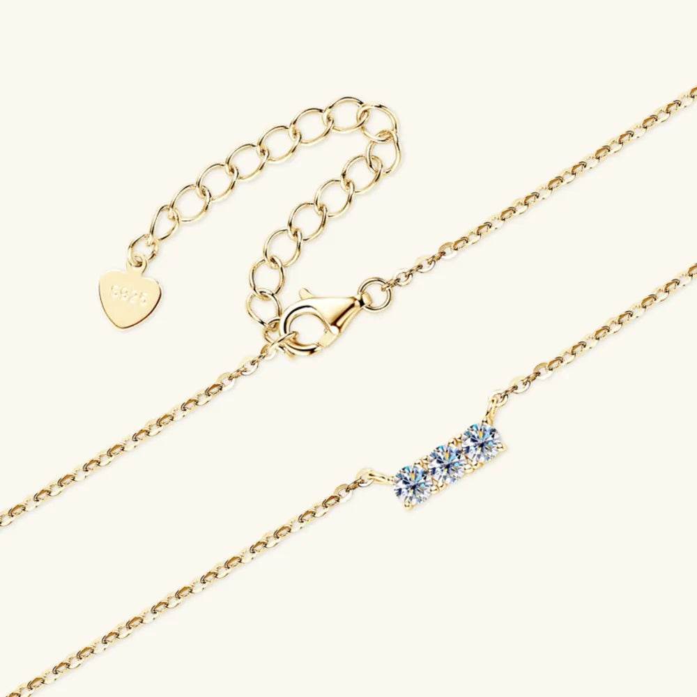 925 Sterling Silver Inlaid Moissanite Bar Necklace - Swiss Jewellers