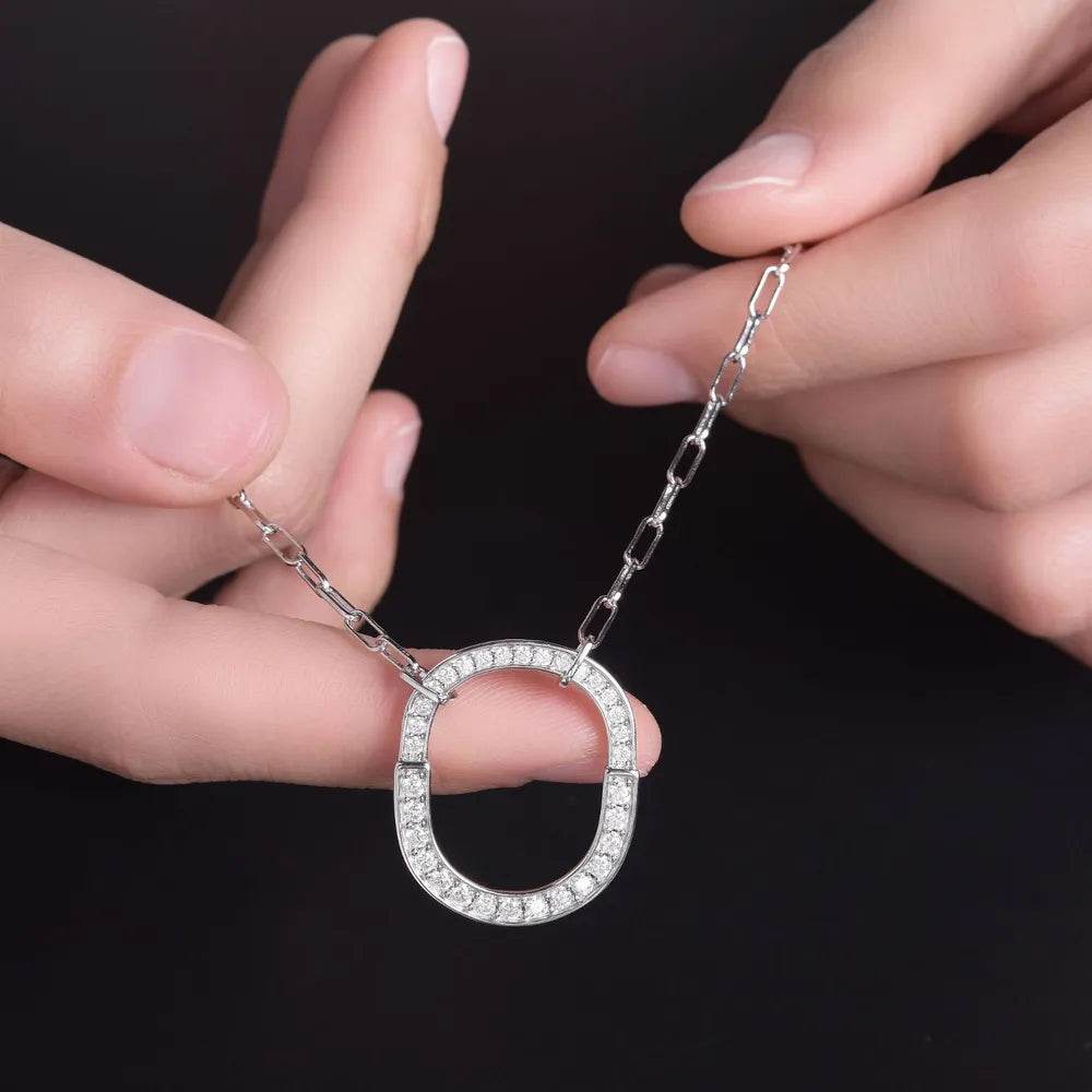 925 Sterling Silver Inlaid Moissanite Pendant Necklace - Swiss Jewellers