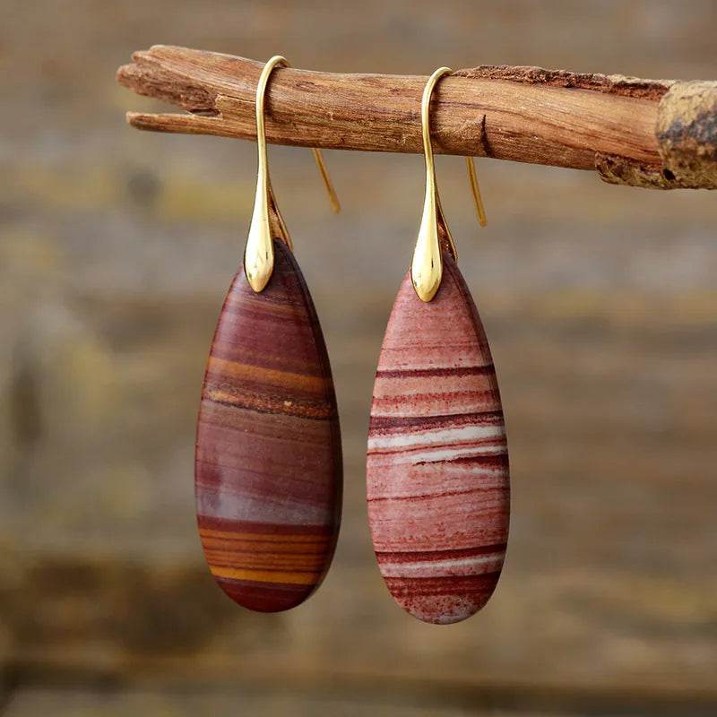 Natural Stone Waterdrop Shape Earrings - Swiss Jewellers