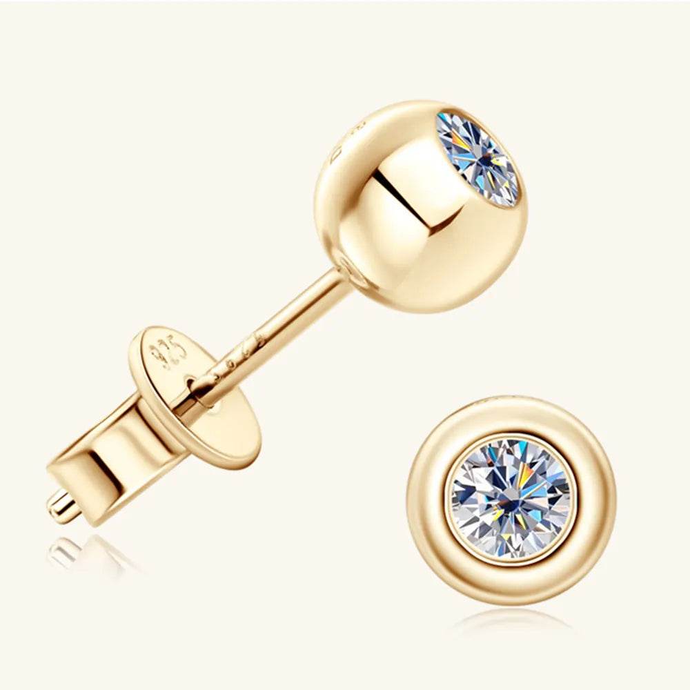 Moissanite 925 Sterling Silver Stud Earrings - Swiss Jewellers