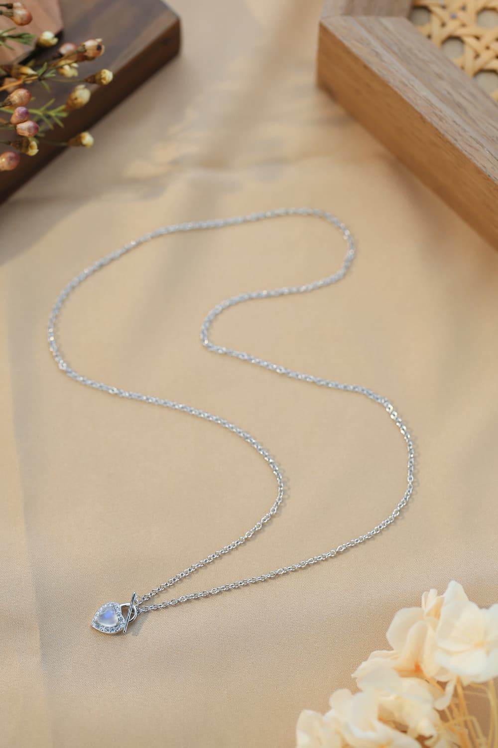 Moonstone Heart Lock Pendant Necklace - Swiss Jewellers