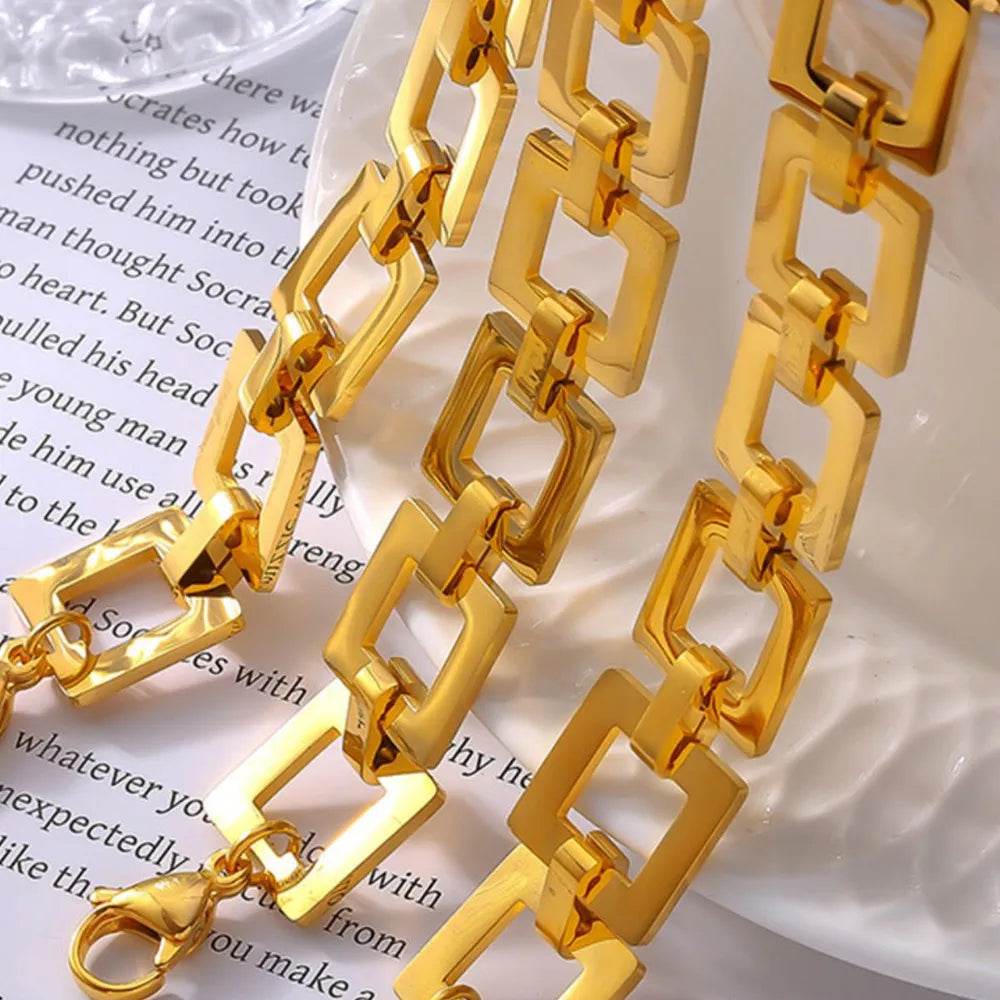 Titanium Steel Hollow Square Chain Bracelet - Swiss Jewellers