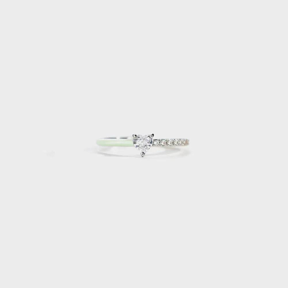 Heart Shape Inlaid Zircon Enamel Ring - Swiss Jewellers
