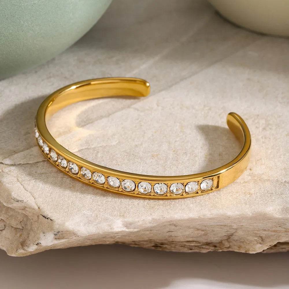 Stainless Steel Inlaid Zircon Bracelet - Swiss Jewellers