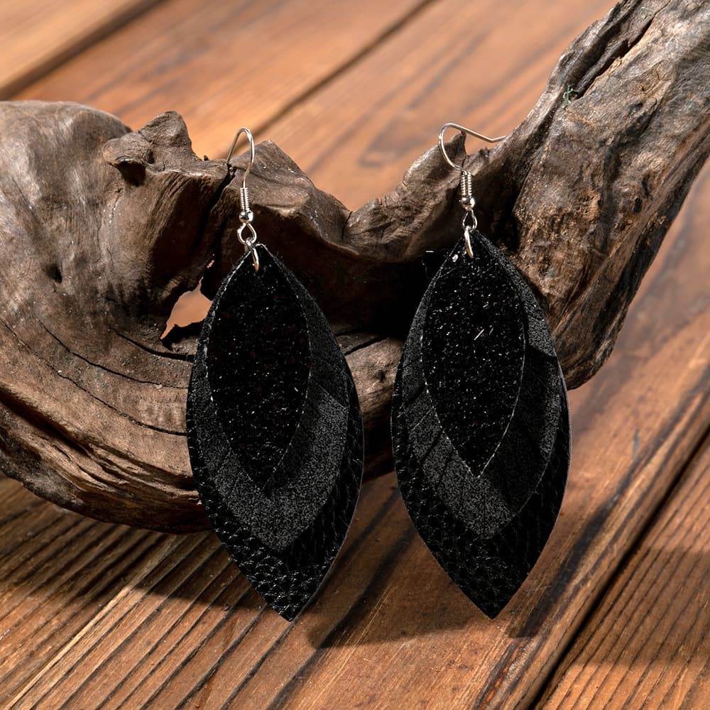 PU Leather Drop Earrings - Swiss Jewellers