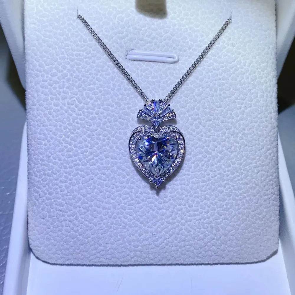3 Carat Moissanite 925 Sterling Silver Heart Pendant Necklace - Swiss Jewellers