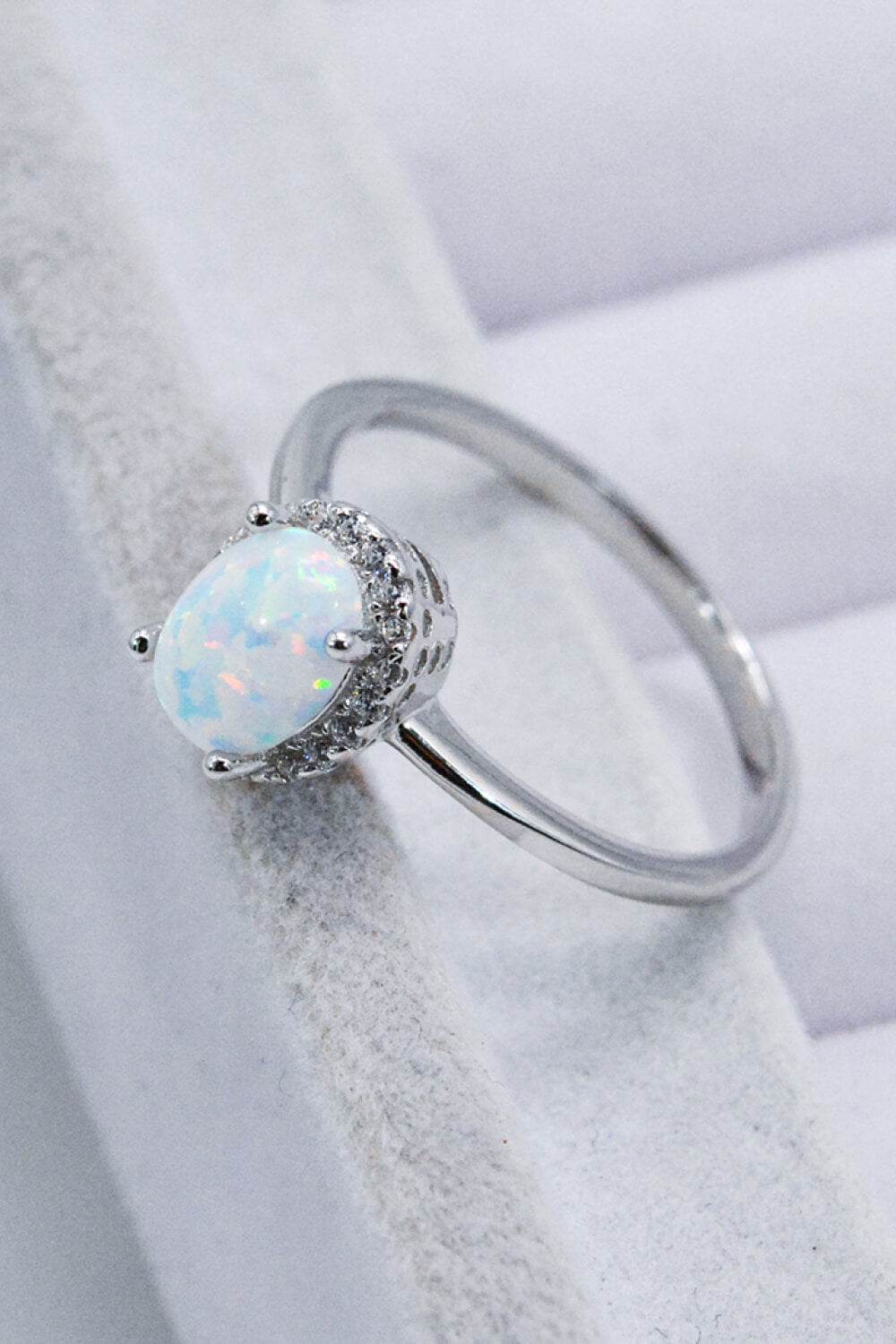 925 Sterling Silver 4-Prong Opal Ring - Swiss Jewellers