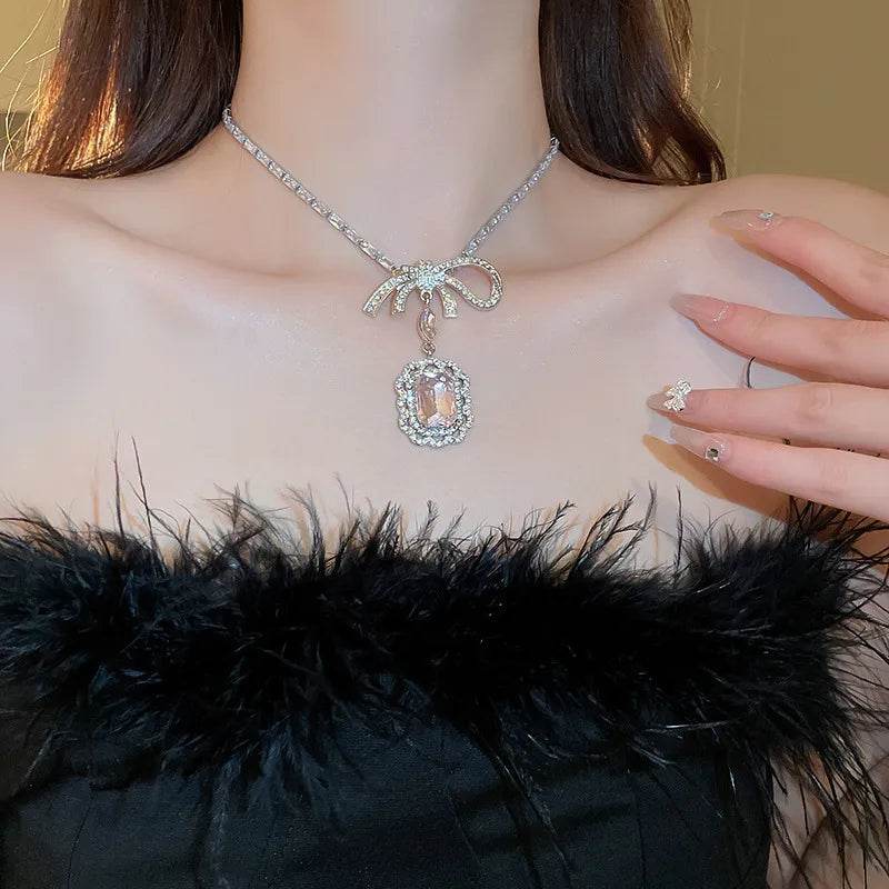 Alloy Crystal Geometric Pendant Necklace - Swiss Jewellers