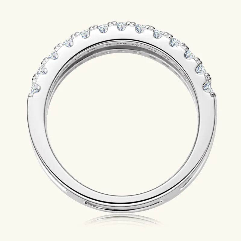 925 Sterling Silver Moissanite Double Layered Ring - Swiss Jewellers