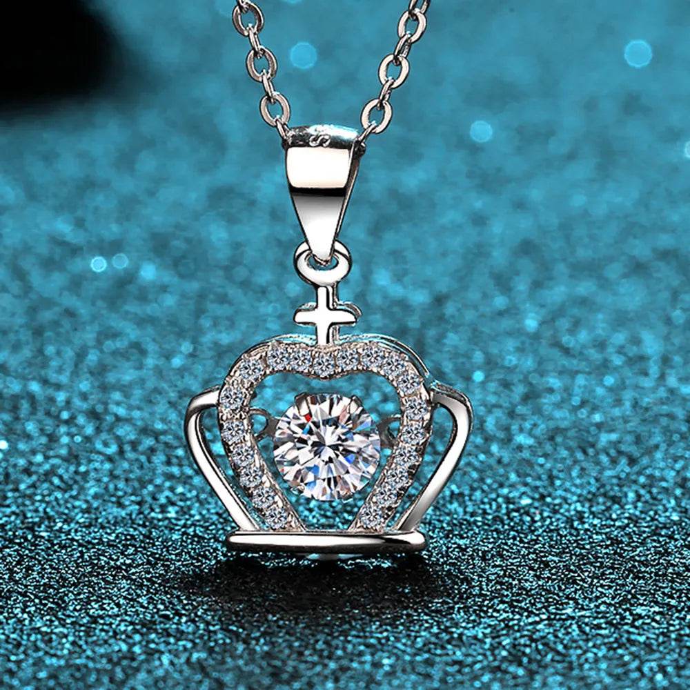 Moissanite Crown 925 Sterling Silver Necklace - Swiss Jewellers
