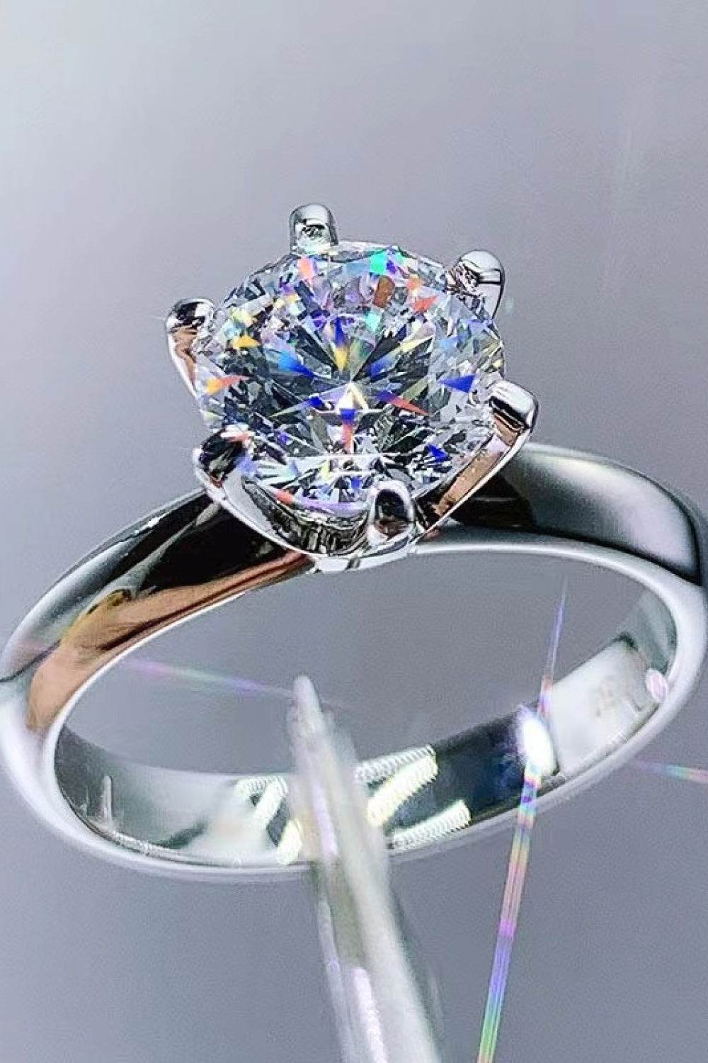Adored 925 Sterling Silver 3 Carat Moissanite 6-Prong Ring - Swiss Jewellers