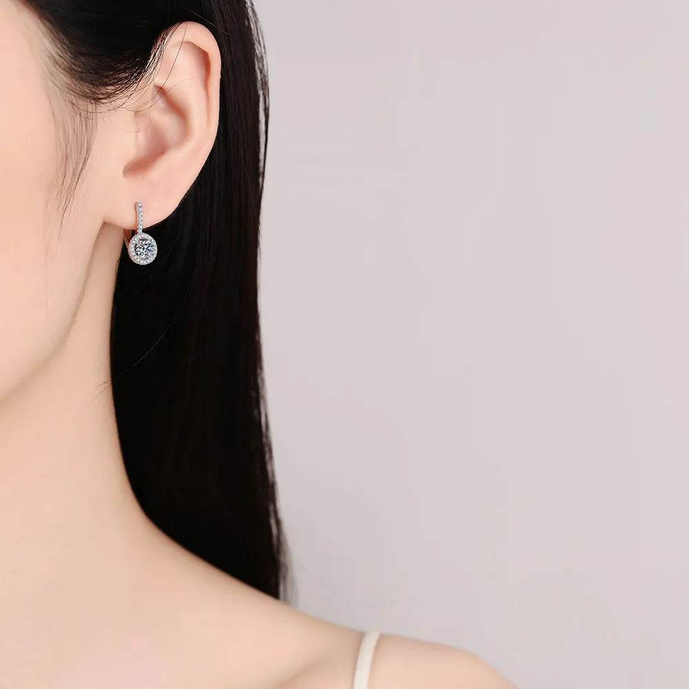 1 Carat Moissanite 925 Sterling Silver Earrings - Swiss Jewellers