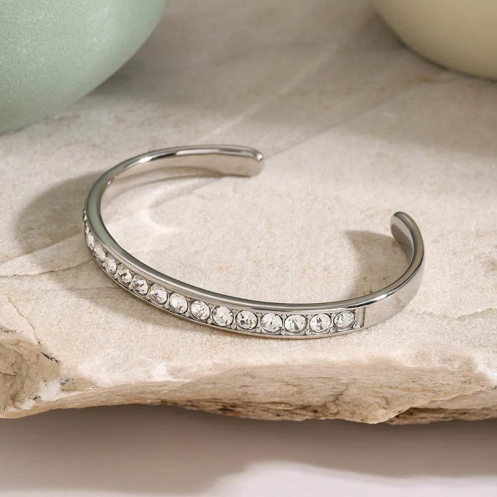 Stainless Steel Inlaid Zircon Bracelet - Swiss Jewellers